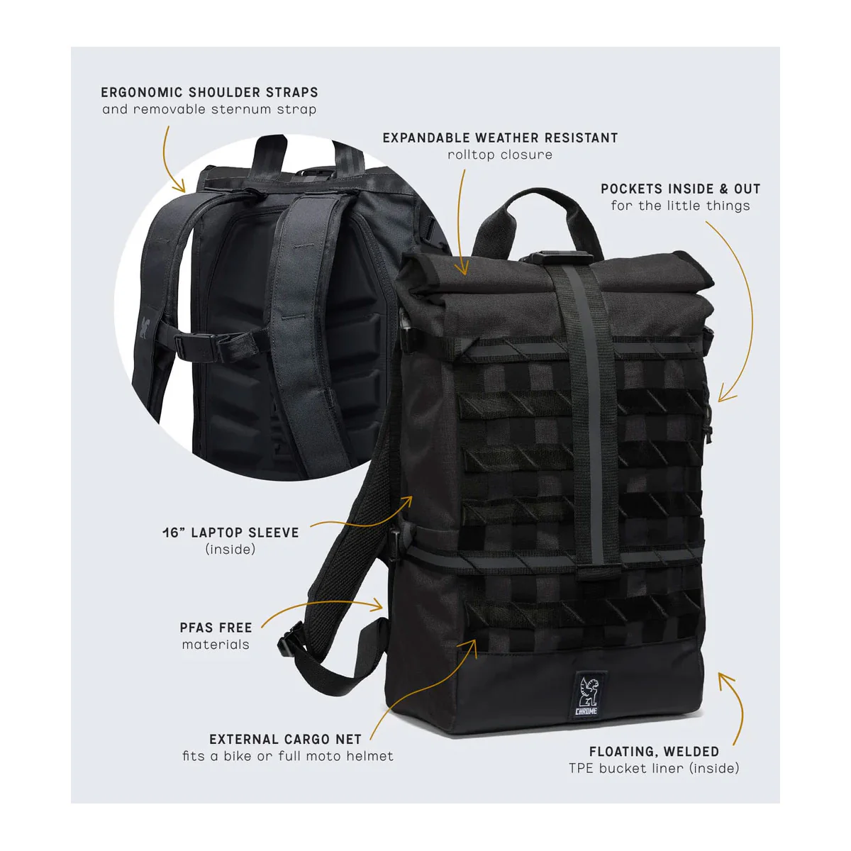 Chrome Industries : Barrage Cargo Bag 22L : Black - Image 6